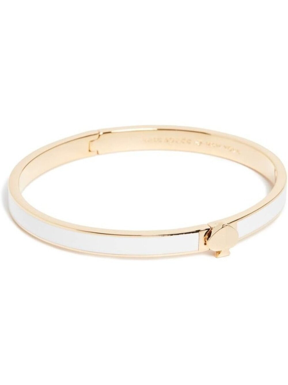 Kate Spade New York Hinged Bangle Bracelet  Spade Gold Tone White Enamel